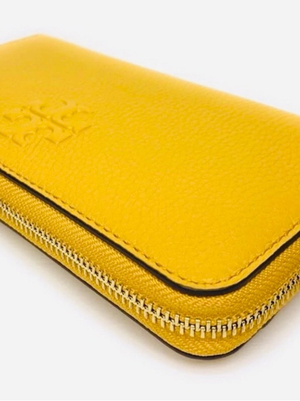 Tory Burch Yellow Pebbled Leather Zip Wallet with Tassel - Picture 6 of 6